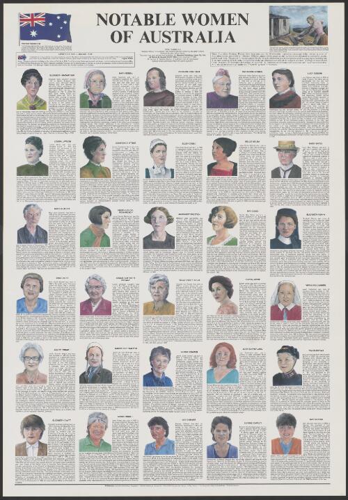 Notable women of Australia [chart] / researched and written by Margaret Alberts ; portraits by artist Oliver Berlin