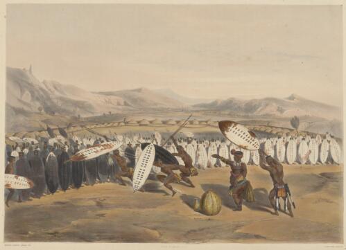 Panda reviewing his troops at Nonduengu [picture] / George French Angas del.; J. Needham lithogr