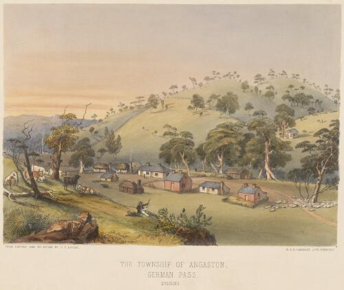 The township of Angaston, German Pass, evening [picture] / from nature and on stone by G.F. Angas