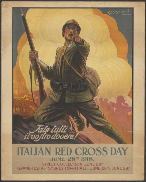 Italian Red Cross day June 28th 1918 : Fate tutti il vostro dovere!