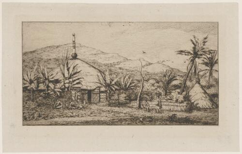 Nouvelle Caledonie, grande case indigene sur le chemin de Ballade a Poepo, 1845 [picture] / C.M