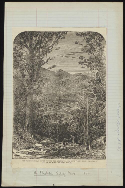 The Burning Mountain, Mount Wingen, near Murrurundi, New South Wales [picture] / J.R. Roberts; A.L. Jackson; from a photograph by Mr McClelland