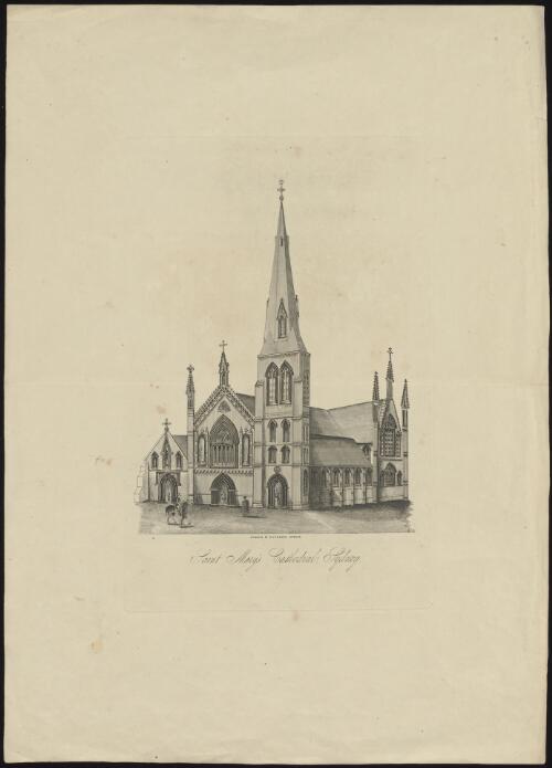 Saint Mary's Cathedral, Sydney [picture] / engraved by R. Ransome, Sydney