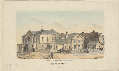 Supreme Court & gaol, Melbourne [picture] / lithographed by Stringer, Mason & Co