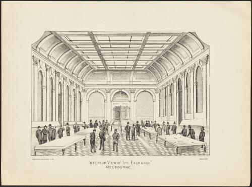 Interior view of the Exchange, Melbourne [picture] / Fergusson & Mitchell lith