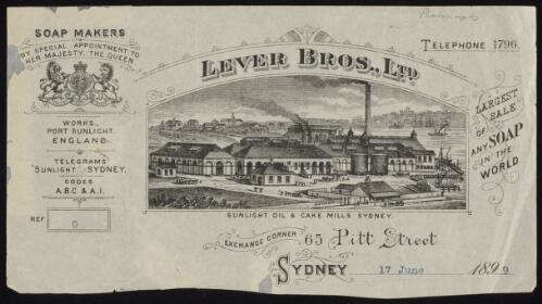 Lever Bros. Ltd. Sunlight oil & cake mills, Sydney [picture]