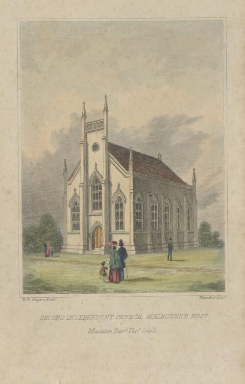 Second independent church, Melbourne-west, minister Revd . Thos. Odell : [picture] / Ham Bros. engrs