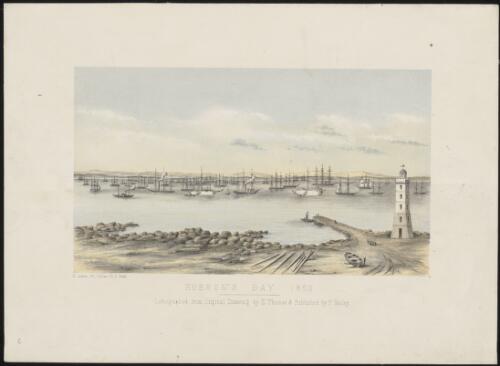 Hobson's Bay 1853 [picture] / lithographed from original drawing by E. Thomas ; D. James, 30 Collins St. E., Melb
