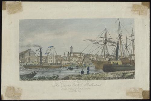The Queen's Wharf, Melbourne, arrival of steamer with passengers from the Bay [picture]