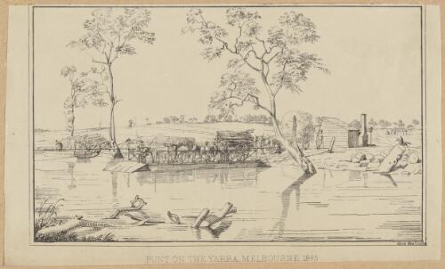 Punt on the Yarra, Melbourne, 1845 [picture] / Ham Bros. litho