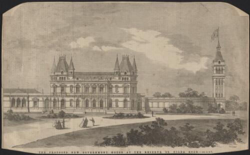 The proposed new Government House at the reserve, St. Kilda Road [picture] / Calvert