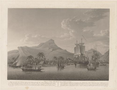 Vue de l'Ile Huaheim [sic] dans la Mer du Sud [picture] / Jas. Cleveley; Piringer