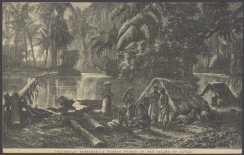 Polynesian sketches, a native bridge in the island of Savai [picture] / Calvert; J.W.C