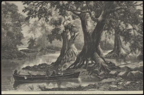 Polynesian sketches, landscape in Savai, the largest of the Navigators Islands [picture] / J.W.C.; S. Calvert