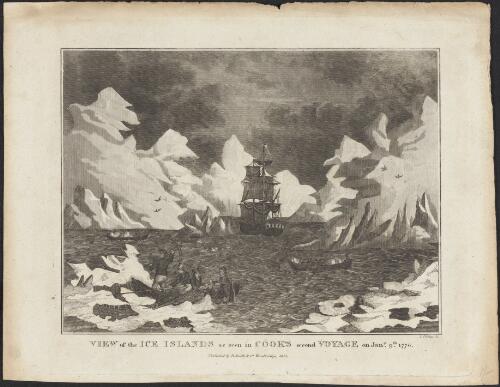 View of the ice islands as seen in Cook's second voyage, on Jany. 9th, 1773 [picture] / I. Phillips sc