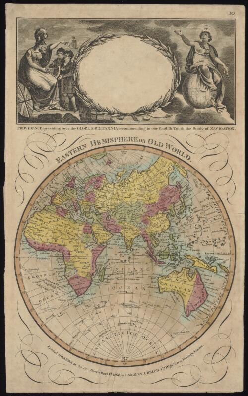 Providence presiding over the globe & Britain recommending to our English youth the study of navigation ; Eastern hemisphere or old world [picture]