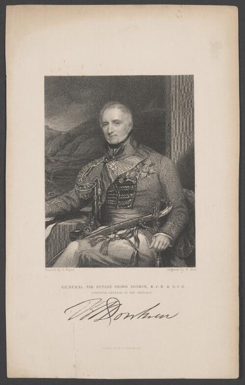 General Sir Rufane Shawe Donkin, K.C.B. & G.C.H., Surveyor-General of the Ordnance [picture] / painted by H. Mayer [sic]; engraved by W. Holl