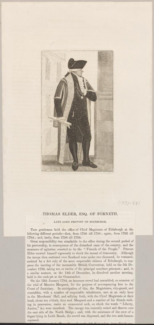 Thomas Elder, Esq., of Forneth, late Lord Provost of Edinburgh [picture] / I. Kay fecit 1790