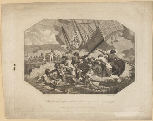 The Guardian frigate wrecked on an island of ice, December 23, 1789 [picture] / Benezach delin.; A.W. Warren sculp