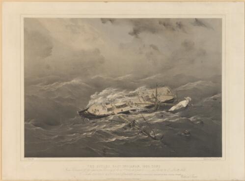 The Sutlej, East Indiaman, 1200 tons, in a hurricane off the Cape on the morning of April 1st 1848 at 1/2 past 3 [picture] / T.G. Dutton lith. ; Day & Son lithrs
