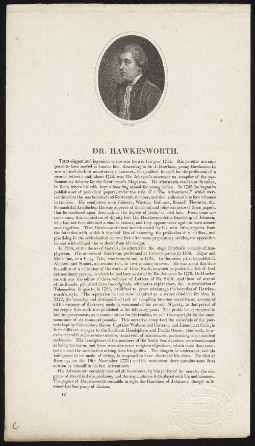 Dr. Hawkesworth [picture] / Holl sculp