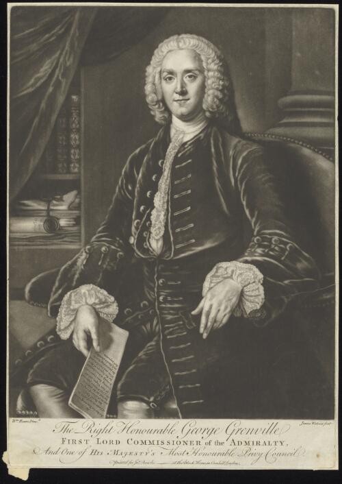 The Right Honourable George Grenville, First Lord Commissioner of the Admiralty and one of His Majesty's most honourable Privy Council [picture] / Wm. Hoare pinxt.; James Watson fecit
