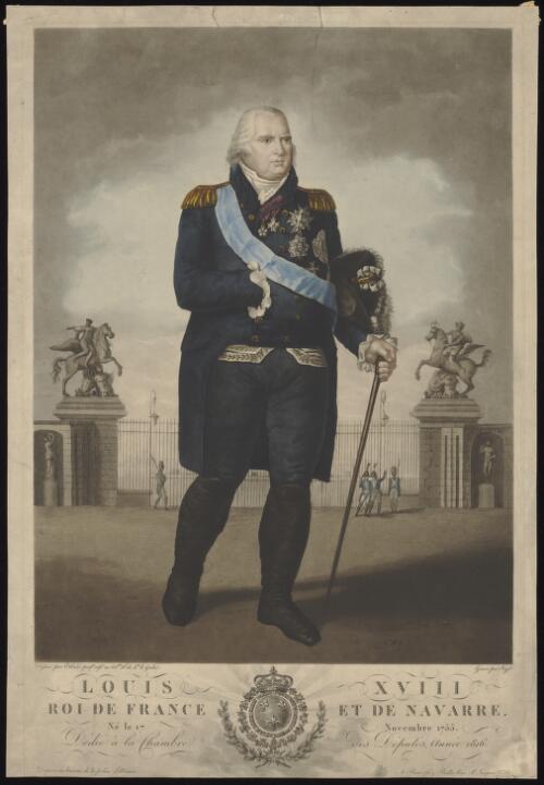 Louis XVIII, Roi de France et de Navarre [picture] / dessine par Esbrard; grave par Tazet