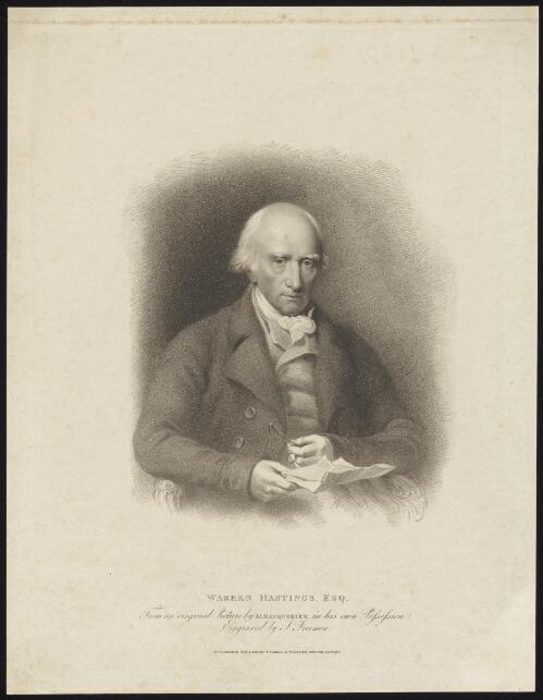 Warren Hastings, Esq. [picture] / from an original picture by J.J. Masquerier in his own possession; engraved by S. Freeman