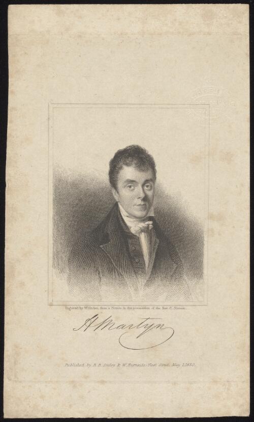 [Portrait of Henry Martyn] [picture] / engraved by W. Finden from a picture in the possession of the Rev. C. Simeon