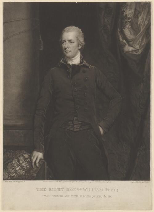 The Right Honble. William Pitt, Chancellor of the Exchequer &c. &c. [picture] / painted by John Hoppner; engraved by George Clint