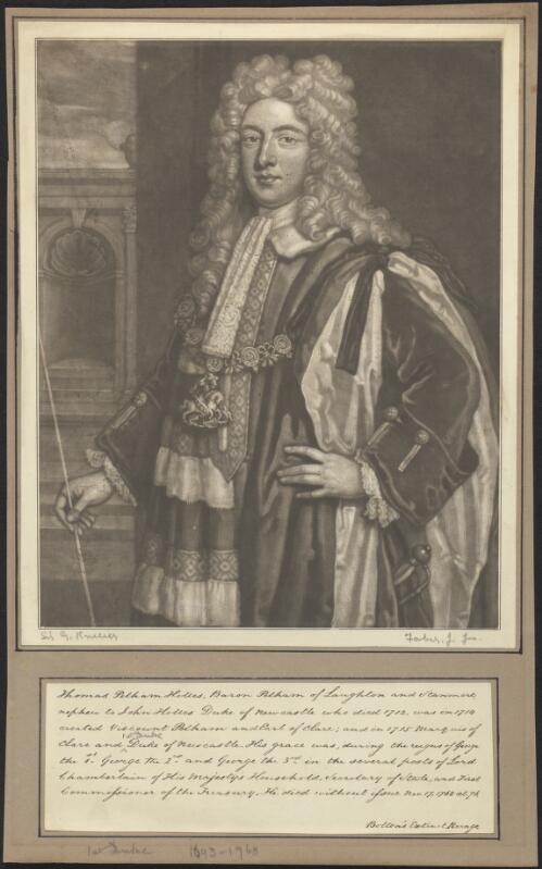 [Portrait of Thomas, Duke of Newcastle] [picture] / [G. Kneller; J. Faber]