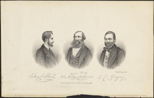 [Portraits of Ludwig Leichhardt, John McDouall Stuart and A.C. Gregory] [picture] / Vincent Brooks lith