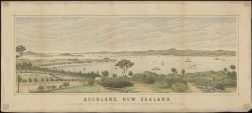 Auckland, New Zealand; panoramic view of city and harbour from Burkinhead, north shore [picture]