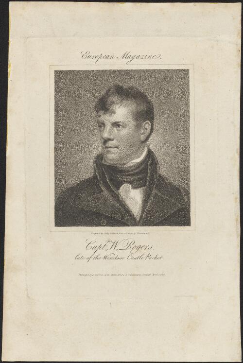 Captn. W. Rogers, late of the Windsor Castle packet [picture] / engraved by Ridley & Blood from a picture by Drummond