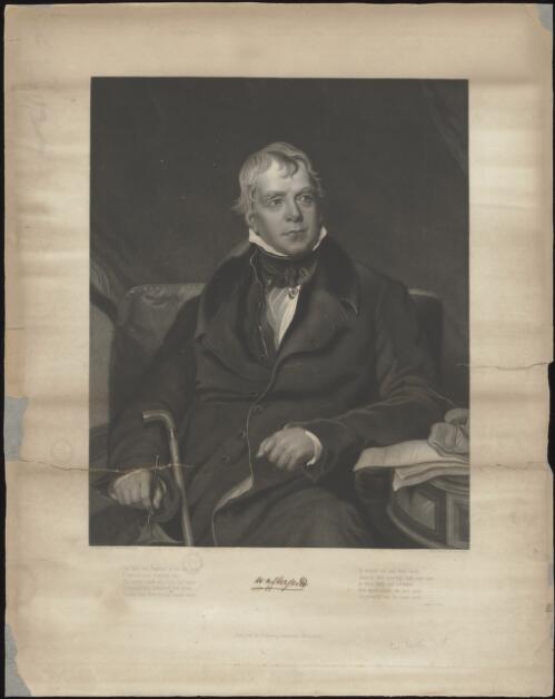 [Portrait of Sir Walter Scott] [picture] / painted by Sir T. Lawrence; engraved by H.S. Sadd