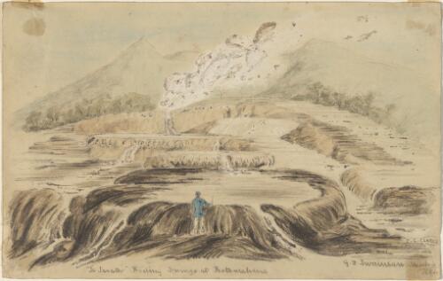 Te Tarata, boiling springs at Rotomahana [picture] / C.C. Clarke; G.F. Swainson