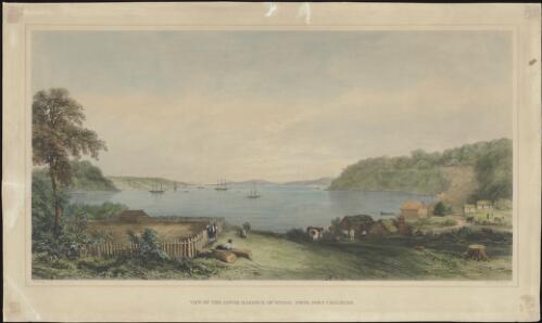 View of the lower harbour of Otago, from Port Chambers [picture] / C.H. Kettle delt.; Standidge & Co. litho
