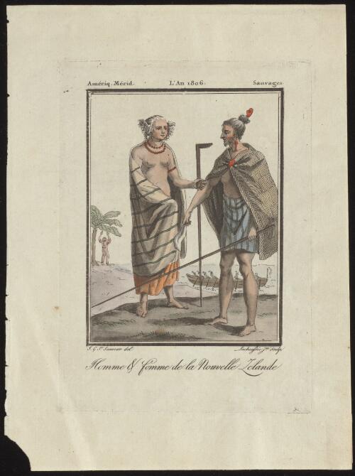 Homme & femme de la Nouvelle Zelande [picture] / J. G. St. Sauveur del.; Lachaussee jne