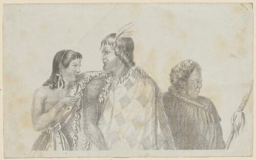 [The warrior chieftains of New Zealand] [picture] / [Joseph Jenner Merret; T. Liley lith.]