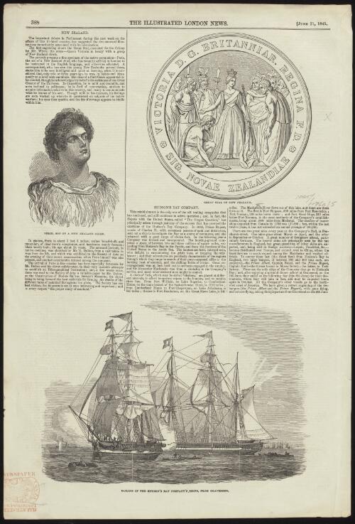 Perie, son of a New Zealand chief ; Great seal of New Zealand [picture] / [from drawings by E. Dalton and L.C. Wyon]