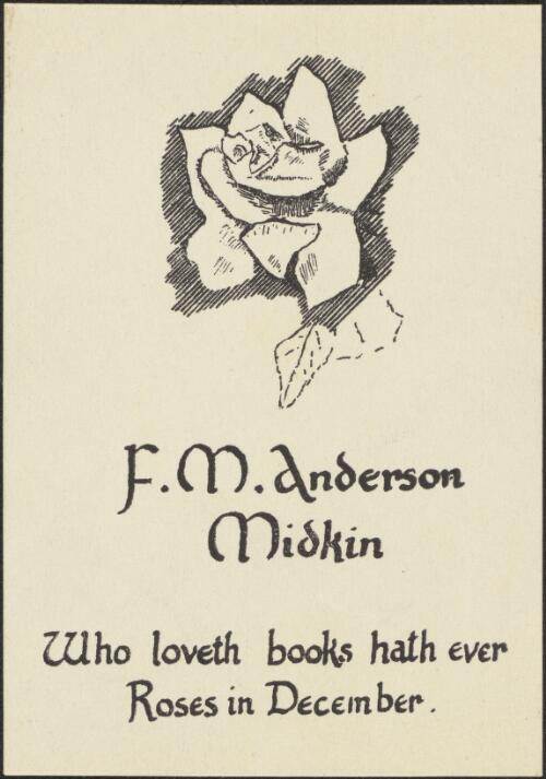 [Bookplate for F. M. Anderson Midkin] [picture]