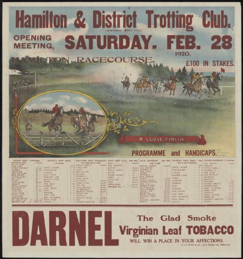 Hamilton & District Trotting Club opening meeting, Saturday, Feb. 28 1920, Hamilton racecourse [picture]