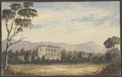 Landscape with residence in the foreground, Clarendon, [Nile, Tasmania] [picture] / [Susan Fereday]