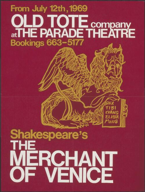 From July 12th, 1969, Old Tote Company at the Parade Theatre, Shakespeare's The merchant of Venice [picture]