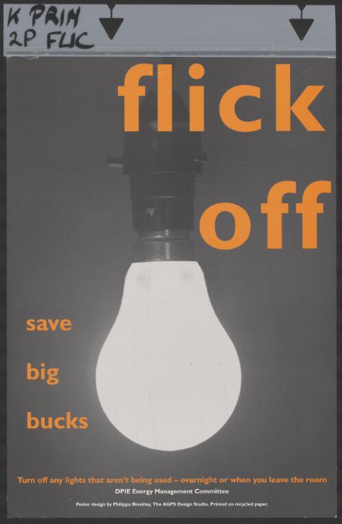 Flick off [picture] : save big bucks / poster design by Philippa Bleakley