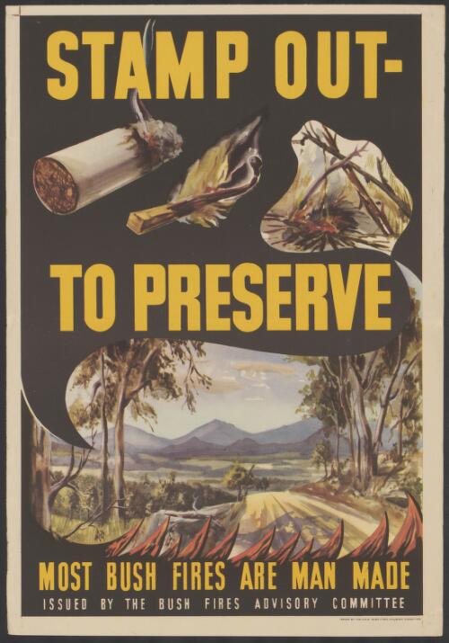 Stamp out - to preserve : most bush fires are man made
