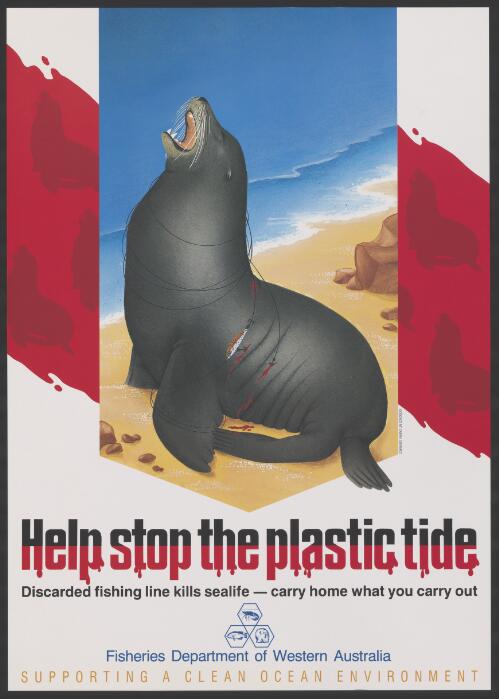 Help stop the plastic tide [picture] : discarded fishing line kills sealife - carry home what you carry out / designed by Carina Graphics