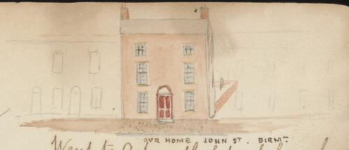 The Jesper family residence on John Street, Birmingham, England, approximately 1835 / R.W. Jesper
