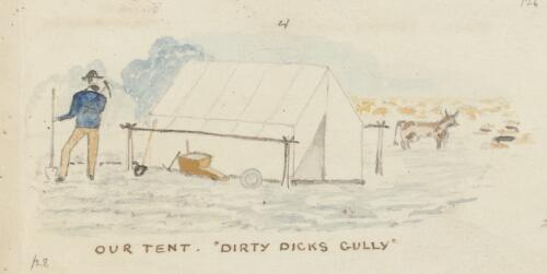 Gold miners tent at Dirty Dicks Gully, Bendigo, Victoria, 1853 / R.W. Jesper