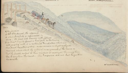 Gold miner on horse-drawn carriage at goldfields, Mount Blackwood, Victoria, 1854 / R.W. Jesper